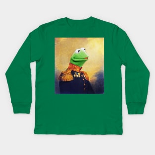 Kermit the Frog Retro Military Portrait Kids Long Sleeve T-Shirt